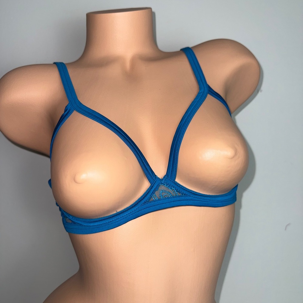 Cosabella Blue Lace Strappy Open Cup Shelf Bra NWT Size Small